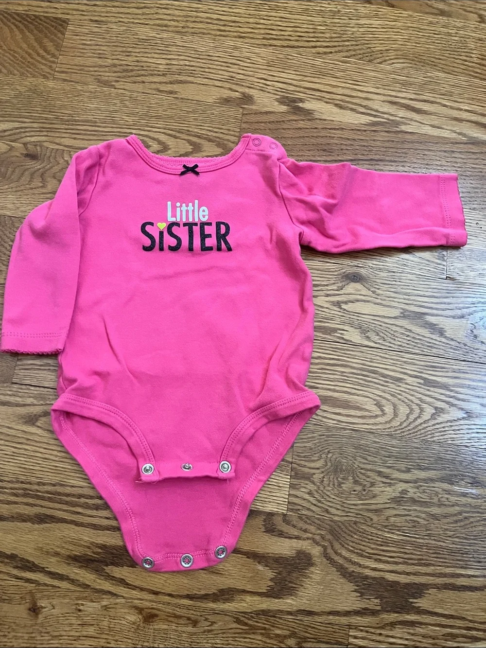 Carter's Pink 'Little Sister' Top with Black Multicolor Heart Pants